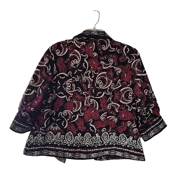 Coldwater Creek Burgundy Paisley Open Front Blazer Jacket Womans Plus Size 18W - Picture 2 of 6